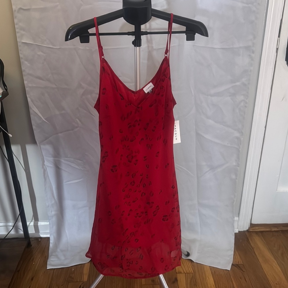 PacSun Red Animal Print Slip Dress